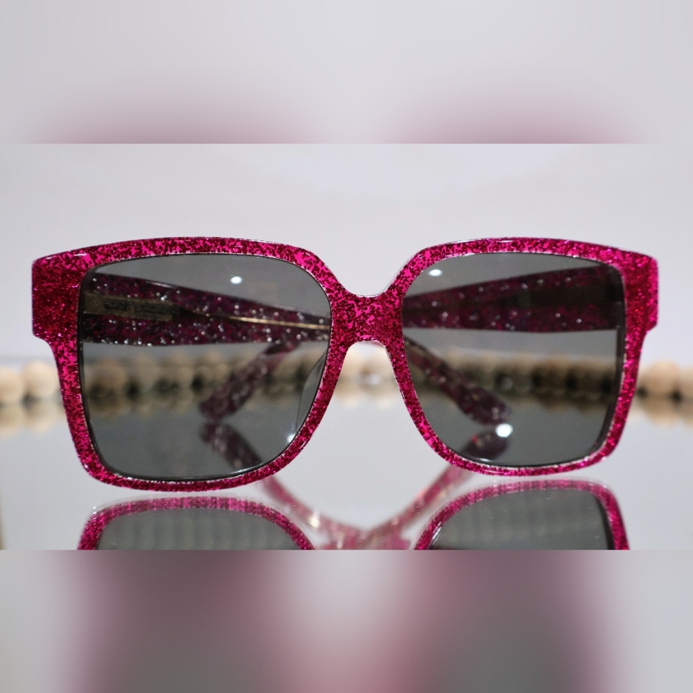 Yves Saint Laurent | Hot Pink Glitter Sunglasses - Picture 5 of 17